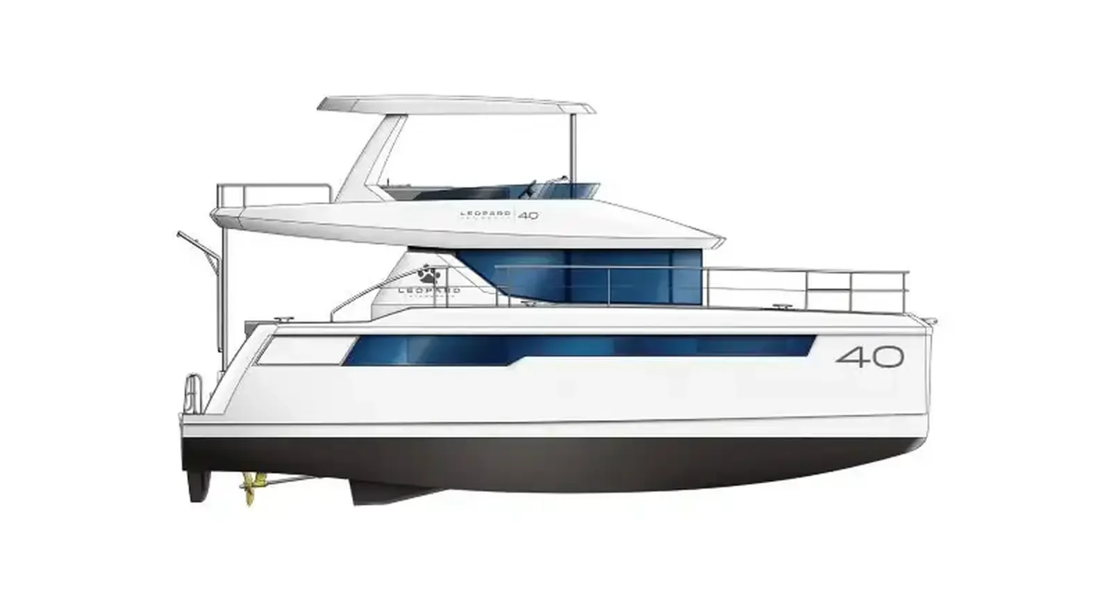 Leopard 40 Powercat - plan de profil