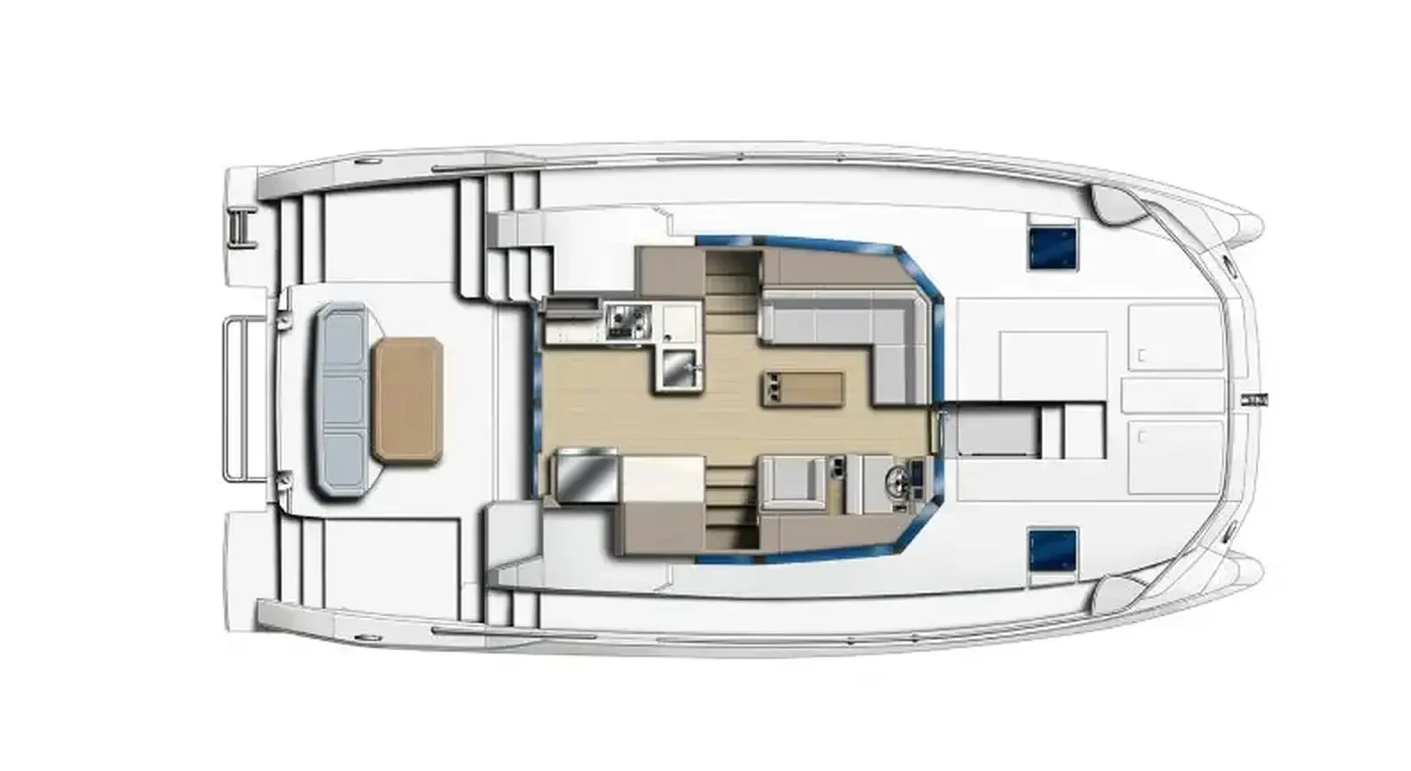 Leopard 40 Powercat - plan du pont principal, salon