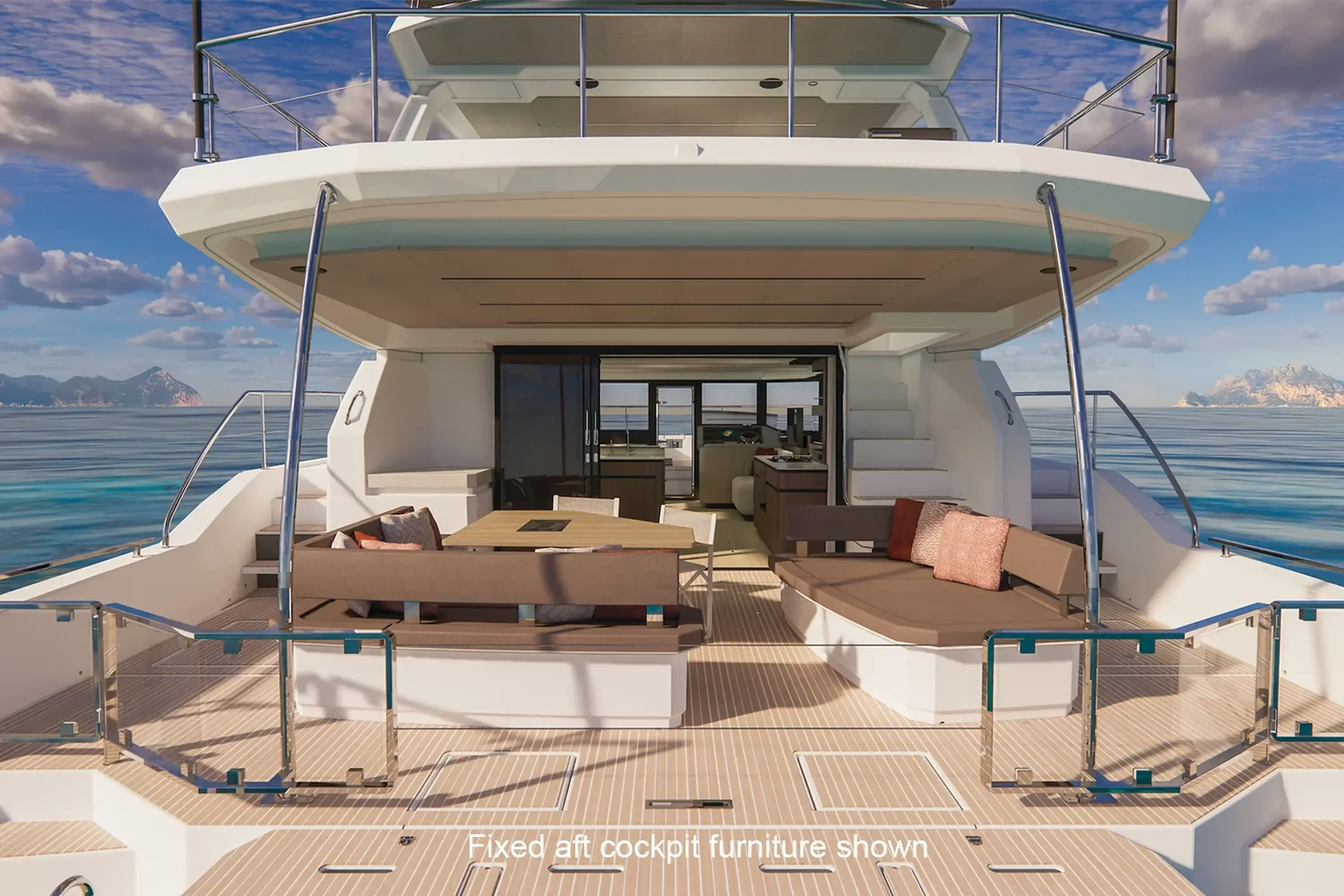 Leopard 53 Powercat - cockpit arriere, mobilier fixe